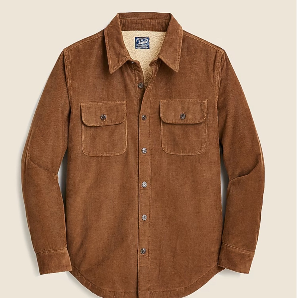 Excellent J.Crew Mens Corduroy Sherpa Lined Jacket Size M - Picture 8 of 12